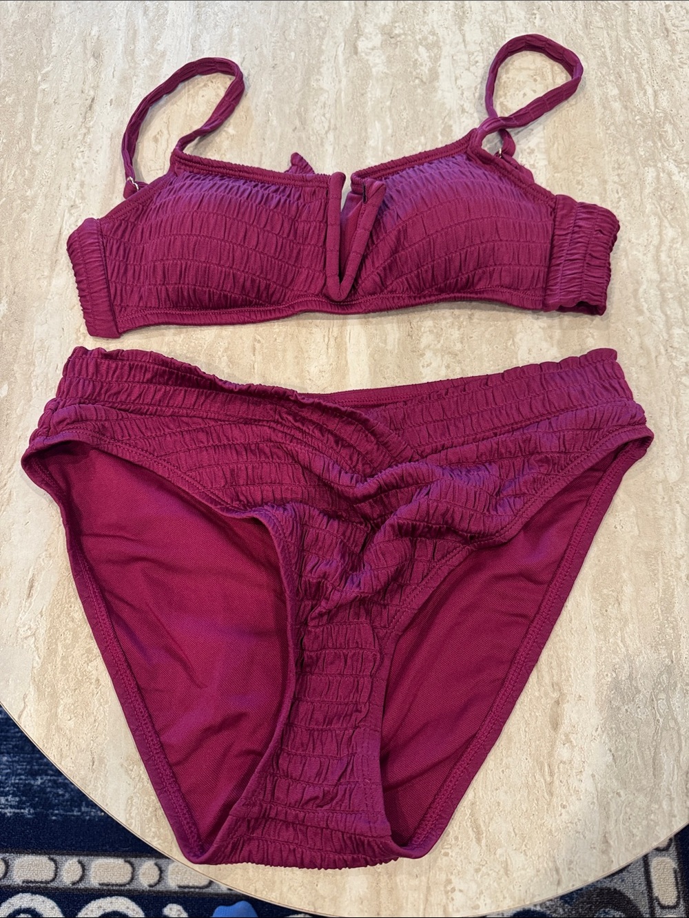 New. Never Worn. Bar III Magenta Smocked Bikini Two-Piece